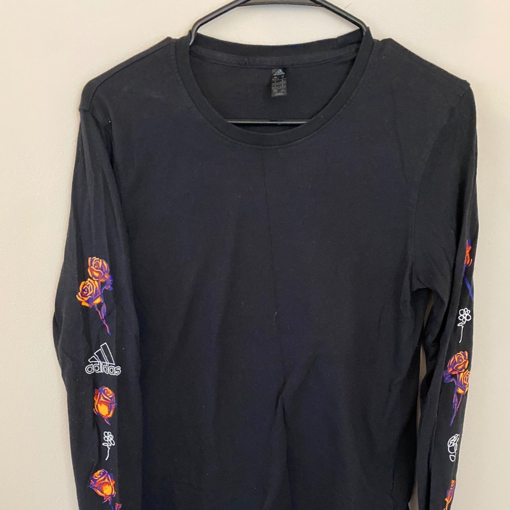 Adidas Black Long Sleeve Shirt (M) w/ Neon Details